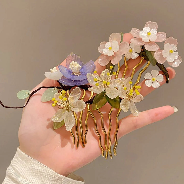 Épingle à cheveux japonaise florale colorée