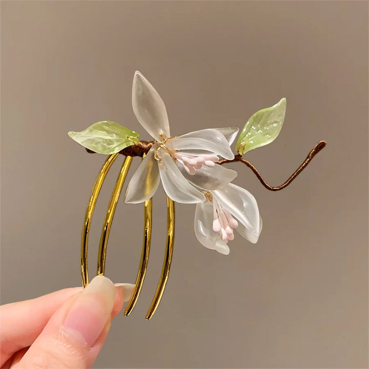 Épingle à cheveux japonaise florale ouvragée