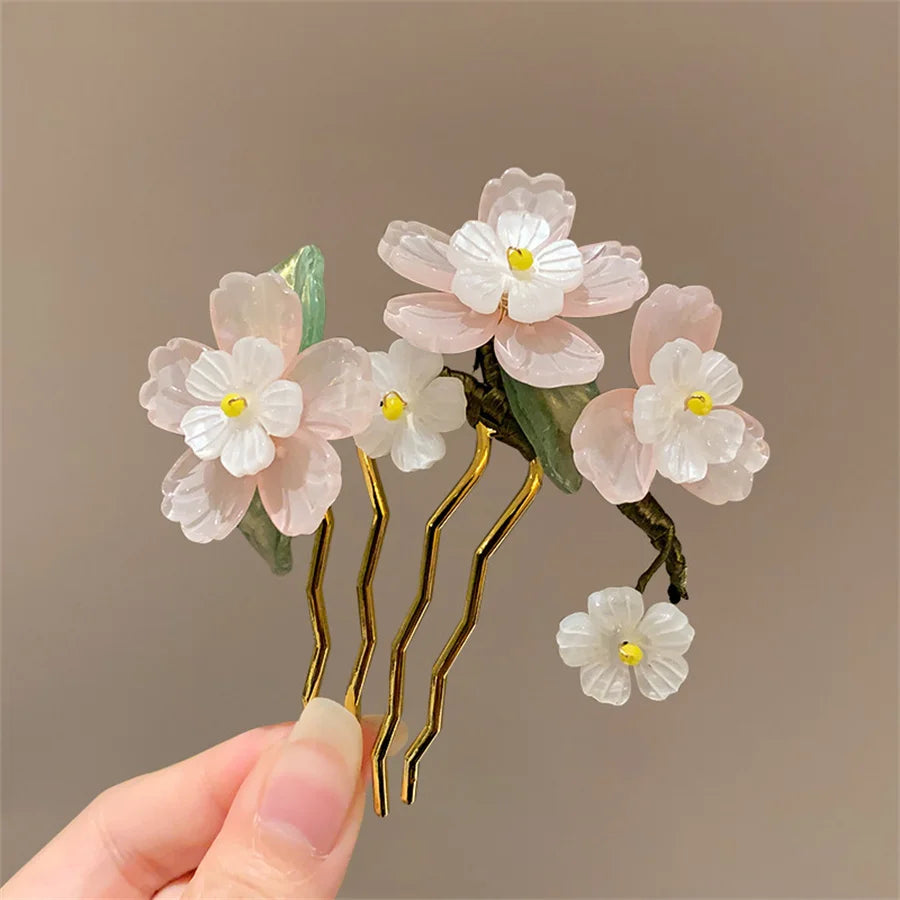 Épingle à cheveux japonaise florale sophistiquée