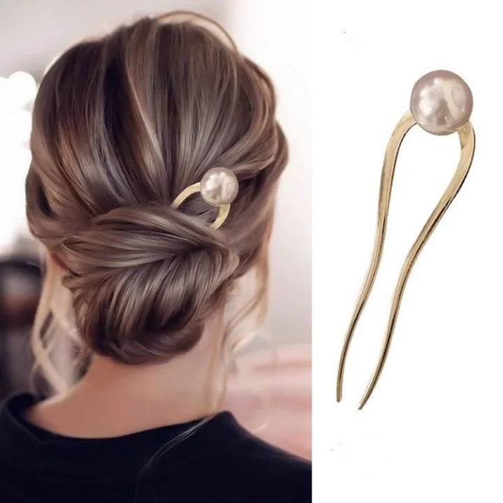 Épingle japonaise U avec perle tendance