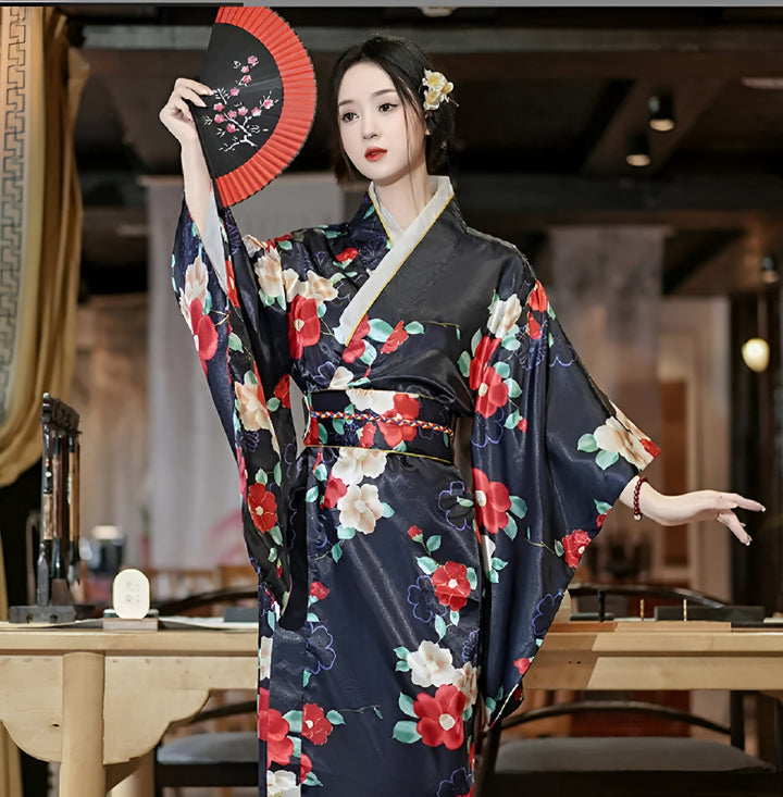 Kimono Japonais Traditionnel Femme Soie