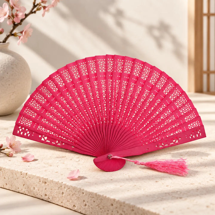 Éventail Japonais Artisanal Rose