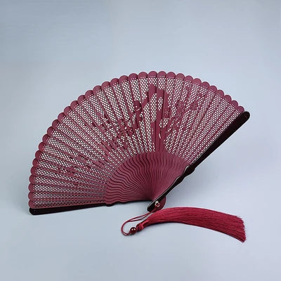 Éventail Japonais Bambou Ajouré Rouge