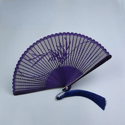 Éventail Japonais Bambou Ajouré Violet