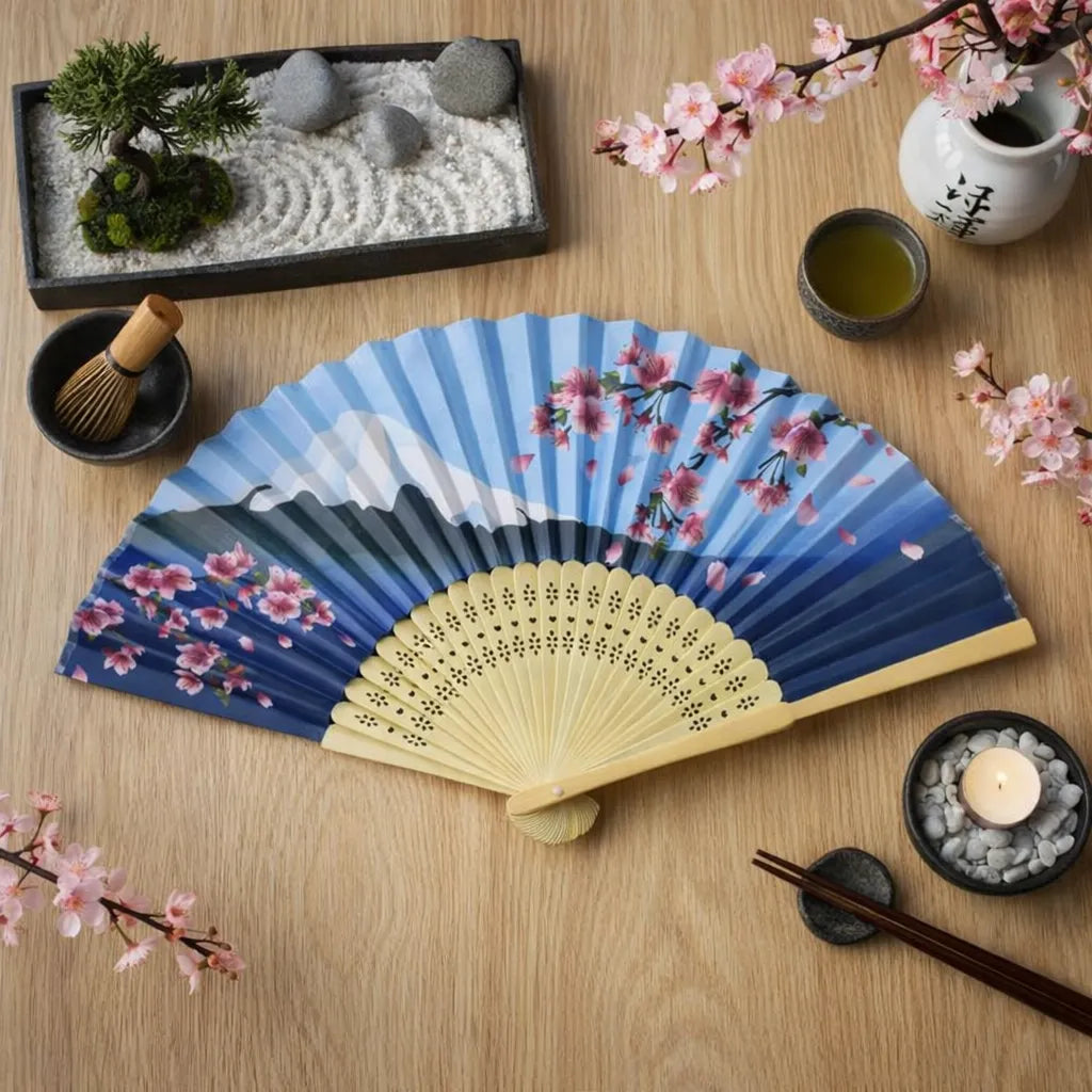Éventail Japonais Bleu Mont