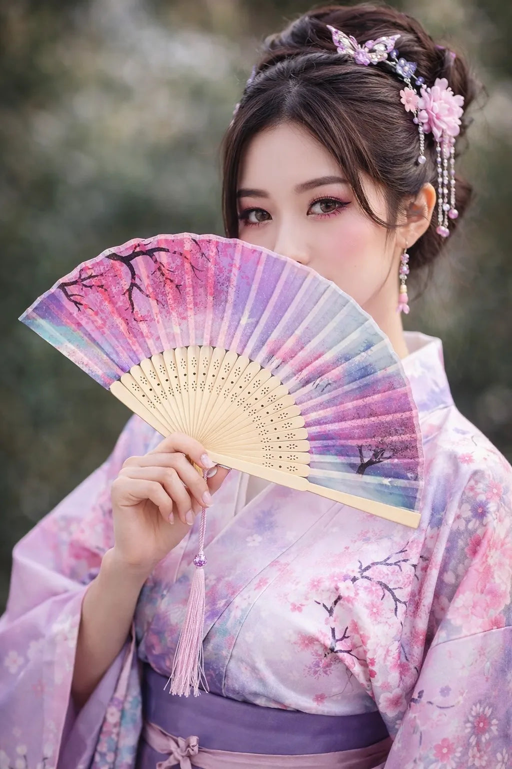 Éventail Japonais Cerisier Unique