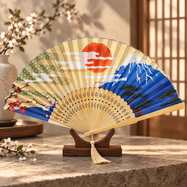 Éventail Japonais Design Paysage Japonais Beau