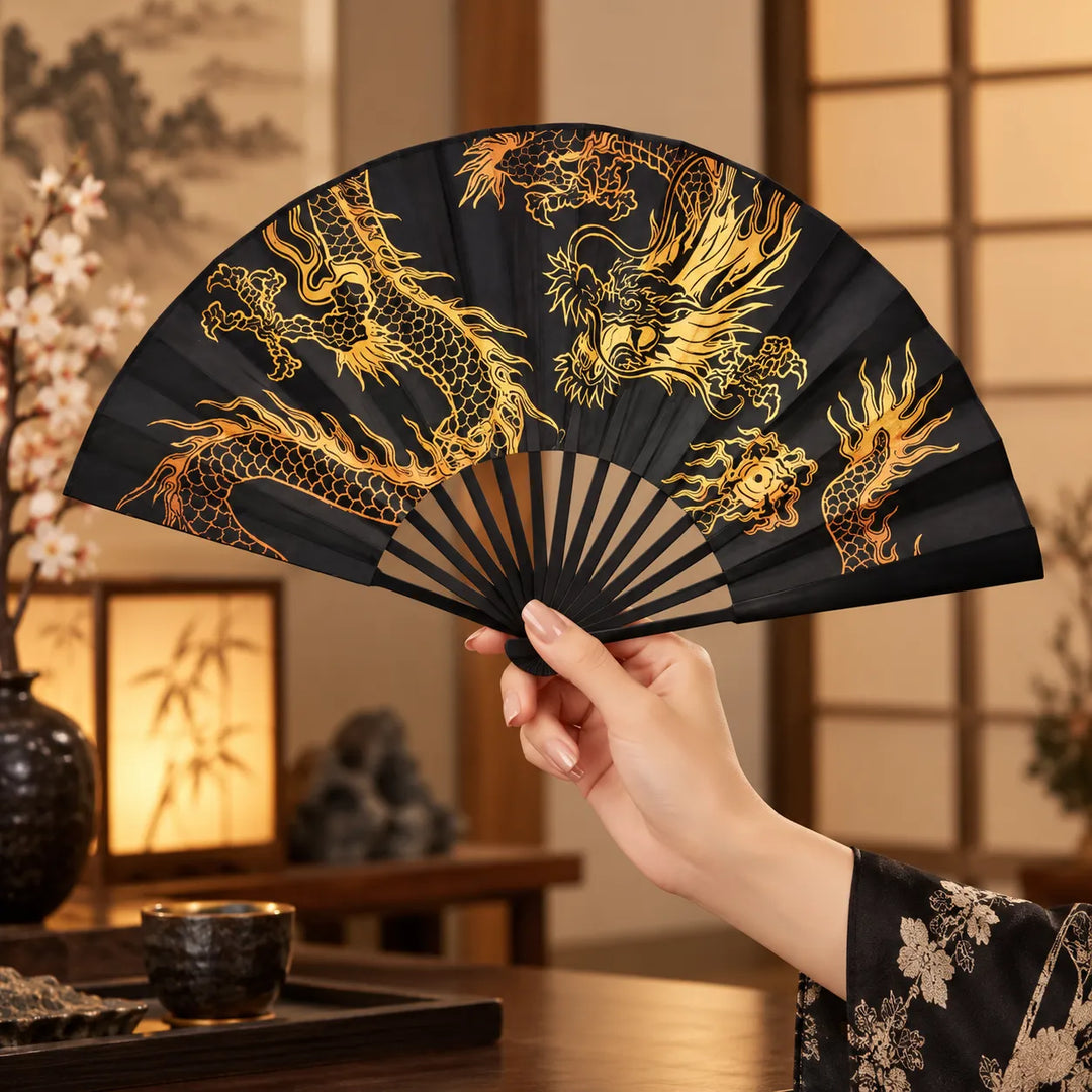 Éventail Japonais Dragon Pratique