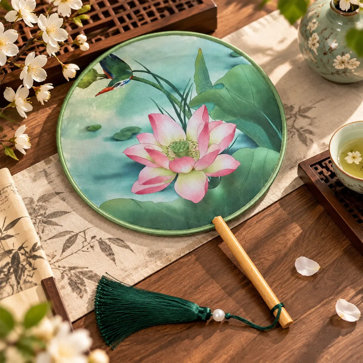 Éventail Japonais à Fleur de Lotus Original