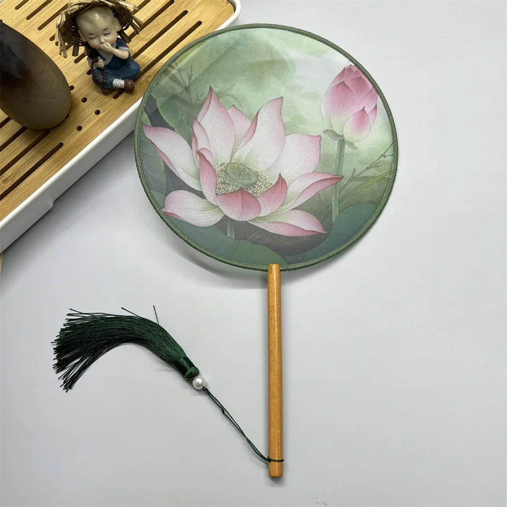 Éventail Japonais à Fleur de Lotus Raffiné