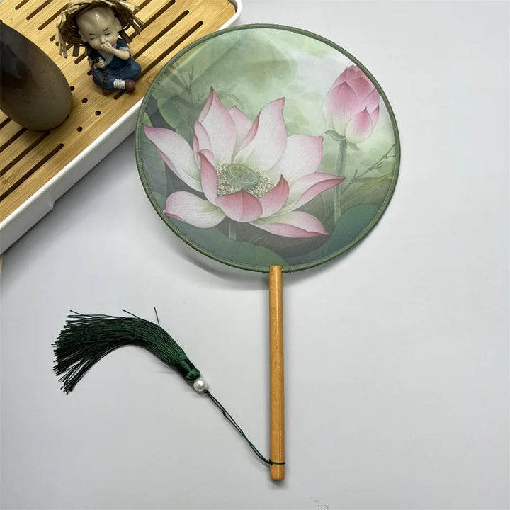 Éventail Japonais à Fleur de Lotus Raffiné