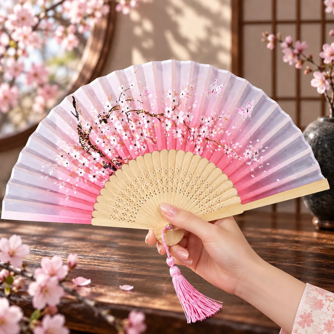 Éventail Japonais Fleur de Sakura Beau