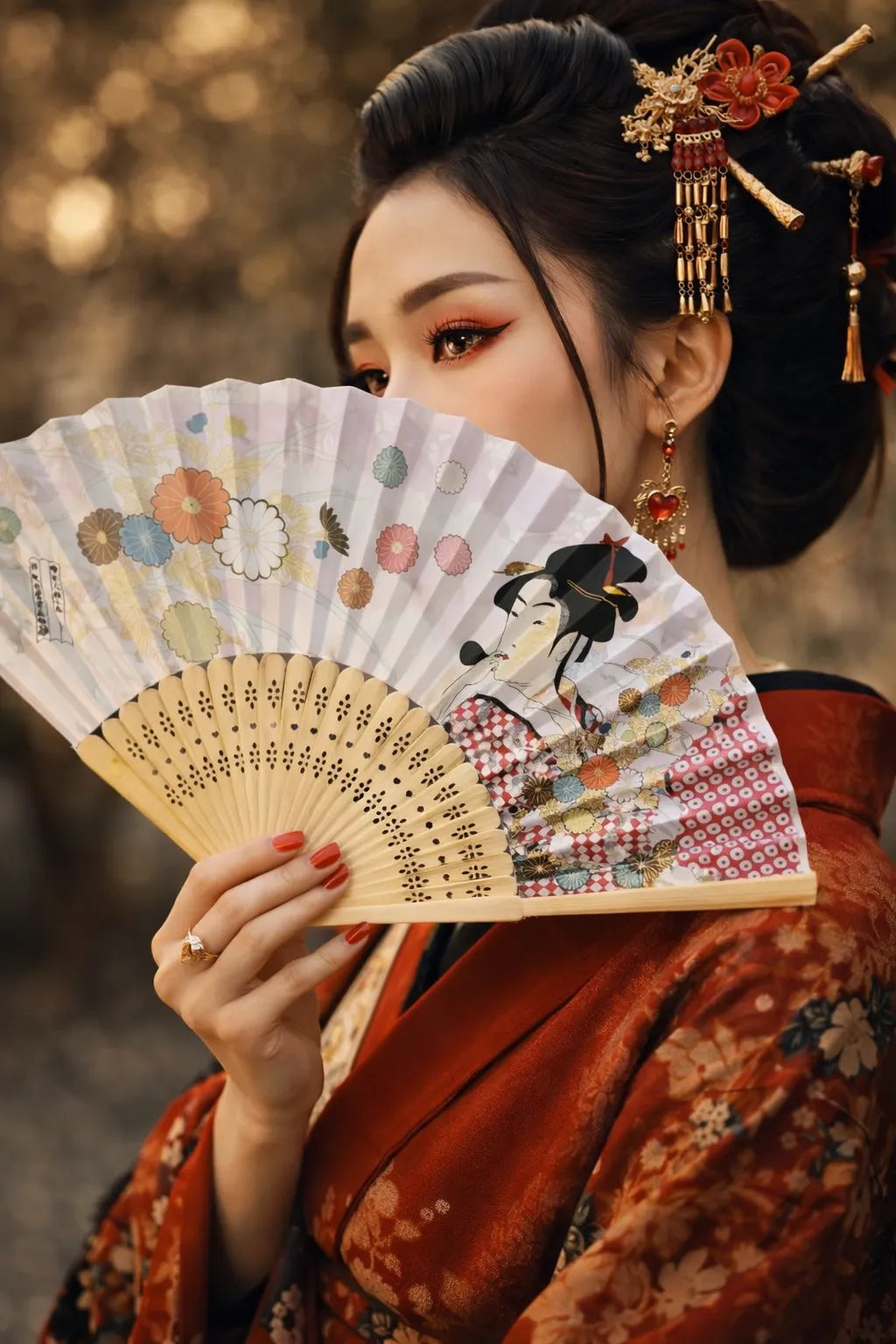 Éventail Japonais Geisha Unique