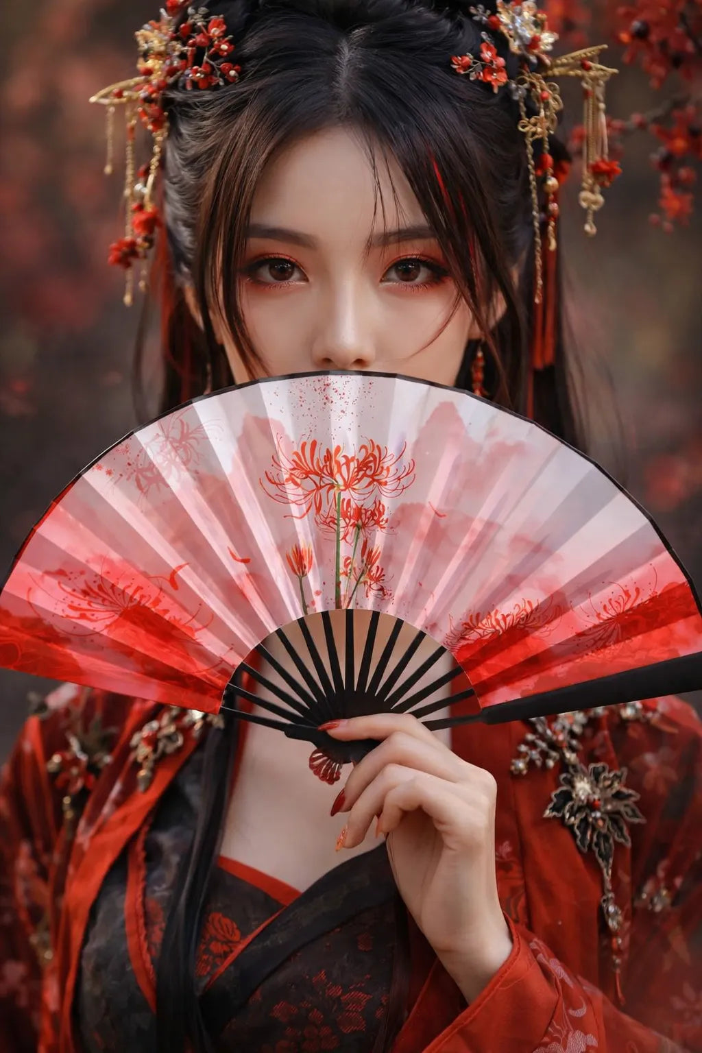 Éventail Japonais Higanbana Unique