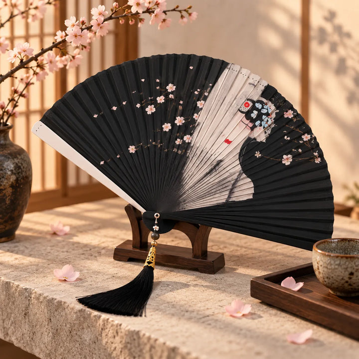 Éventail Japonais Imprimé Geisha Classe