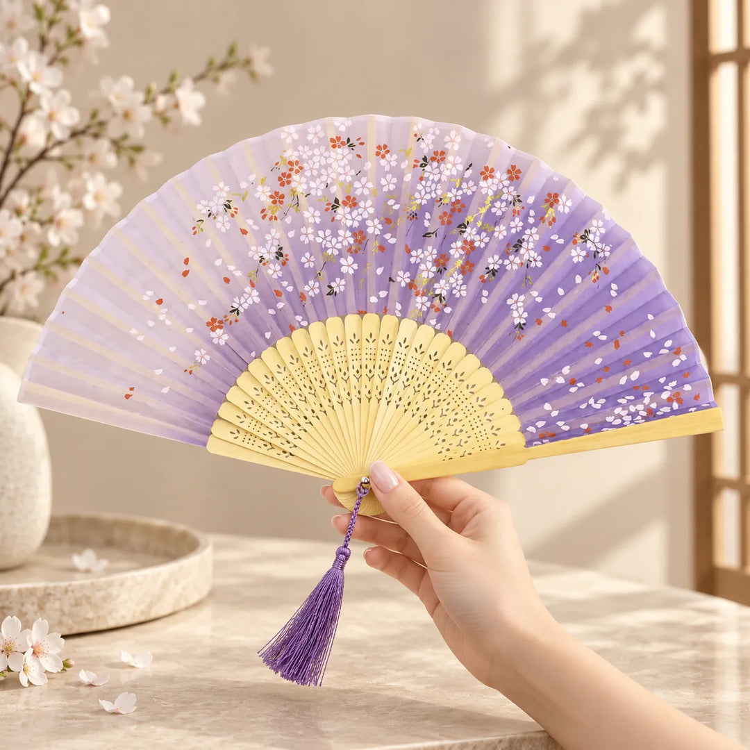 Éventail Japonais Mauve Dégradé Beau