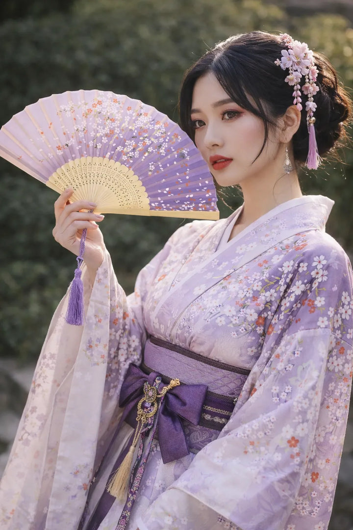 Éventail Japonais Mauve Dégradé Unique