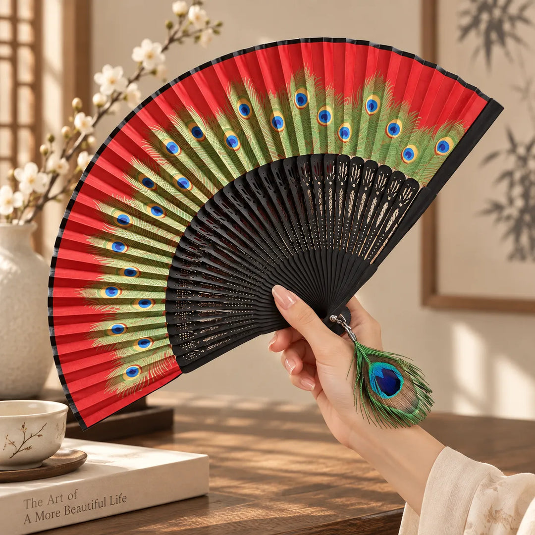 Éventail Japonais Paon