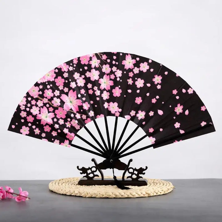 Éventail Japonais Sakura Noir