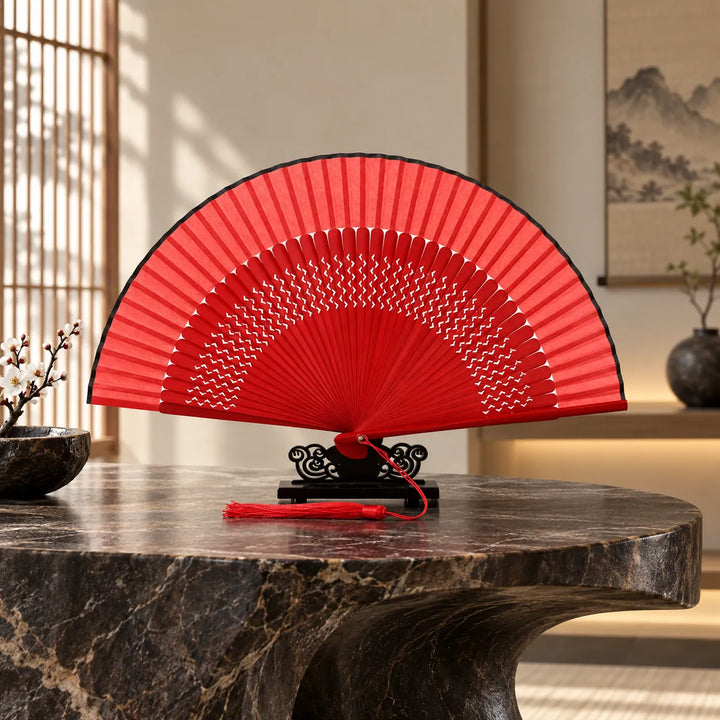 Éventail  japonais rouge Beau