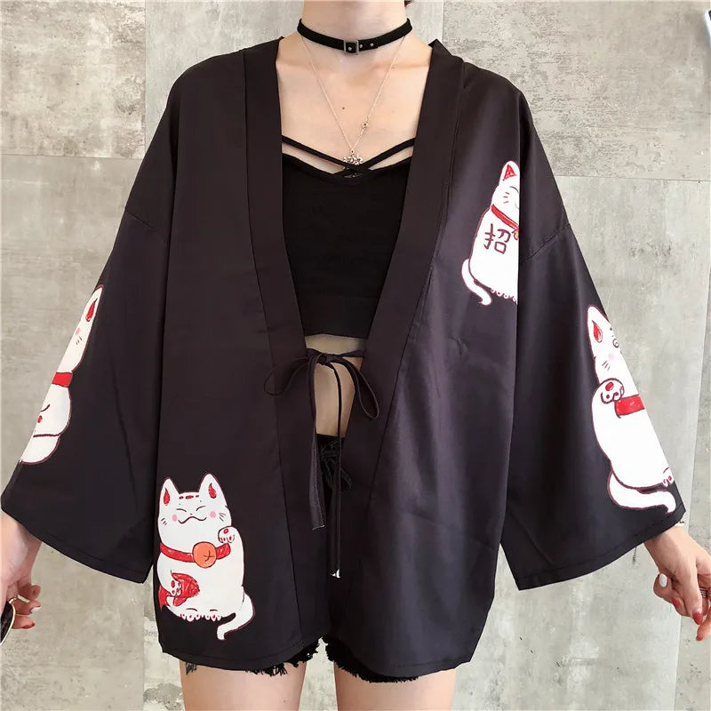 Veste Kimono Femme Rose Légère