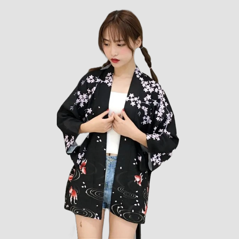 Veste Kimono Fleuri Femme