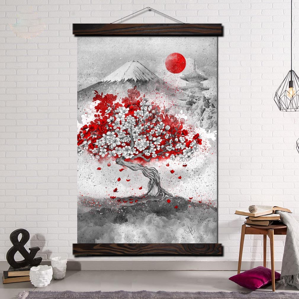 Tableau Cerisier Japonais Rouge