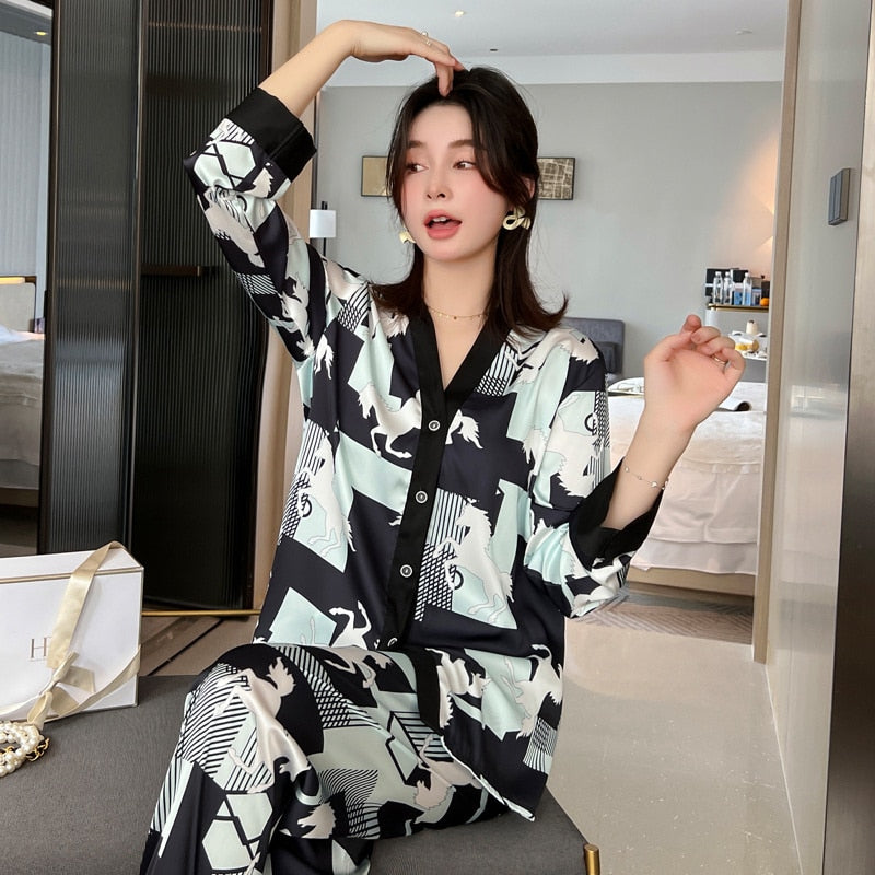 Pyjama Japonais Femme Noir Damier