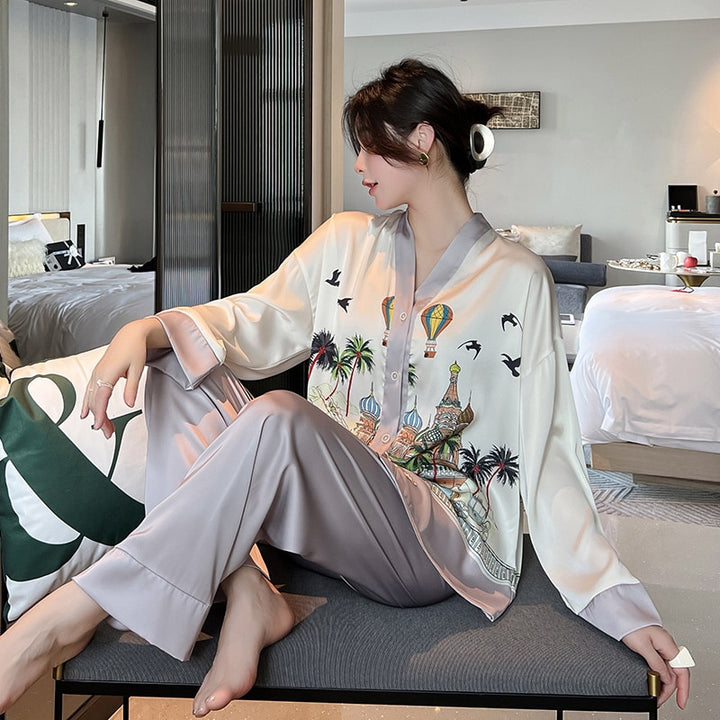 Pyjama Japonais Femme Blanc Beige
